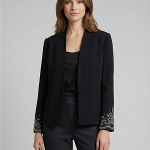 Sandra Darren Black Blazer with Silver Embellishments